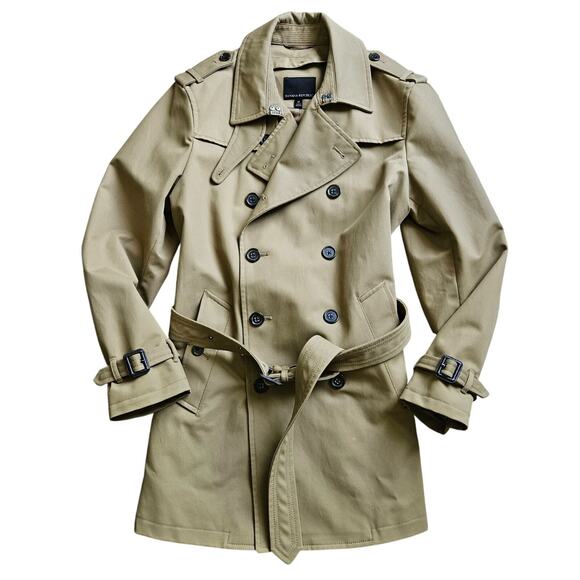 Banana Republic Trench Belt Coat Tan Double-Breast Water Resistant Mens Size M